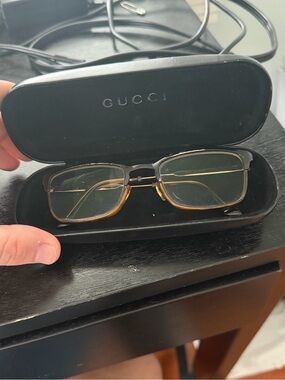 Gucci Men’s Rectangular Glasses in Black and Brown